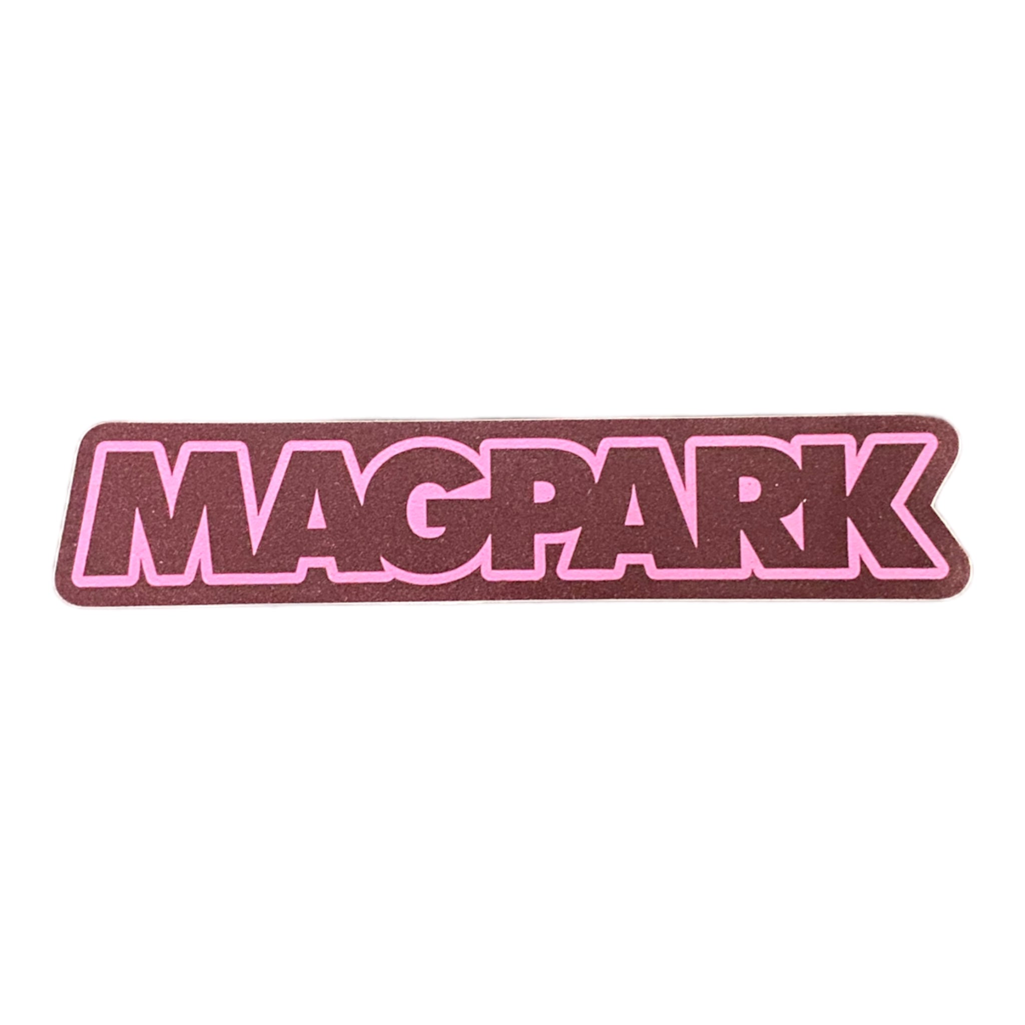 The Magnolia Park Block Logo Sticker (Brown/Pink)