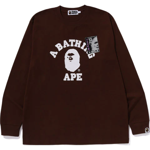 Bape Mad Face College LS Tee Relaxed Fit Brown
