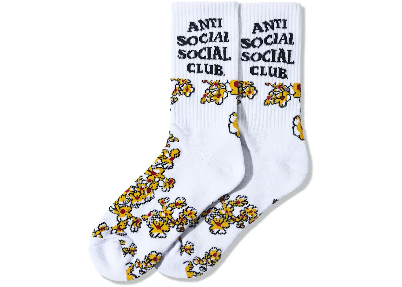 Anti Social Social Club Flower Feet Socks White