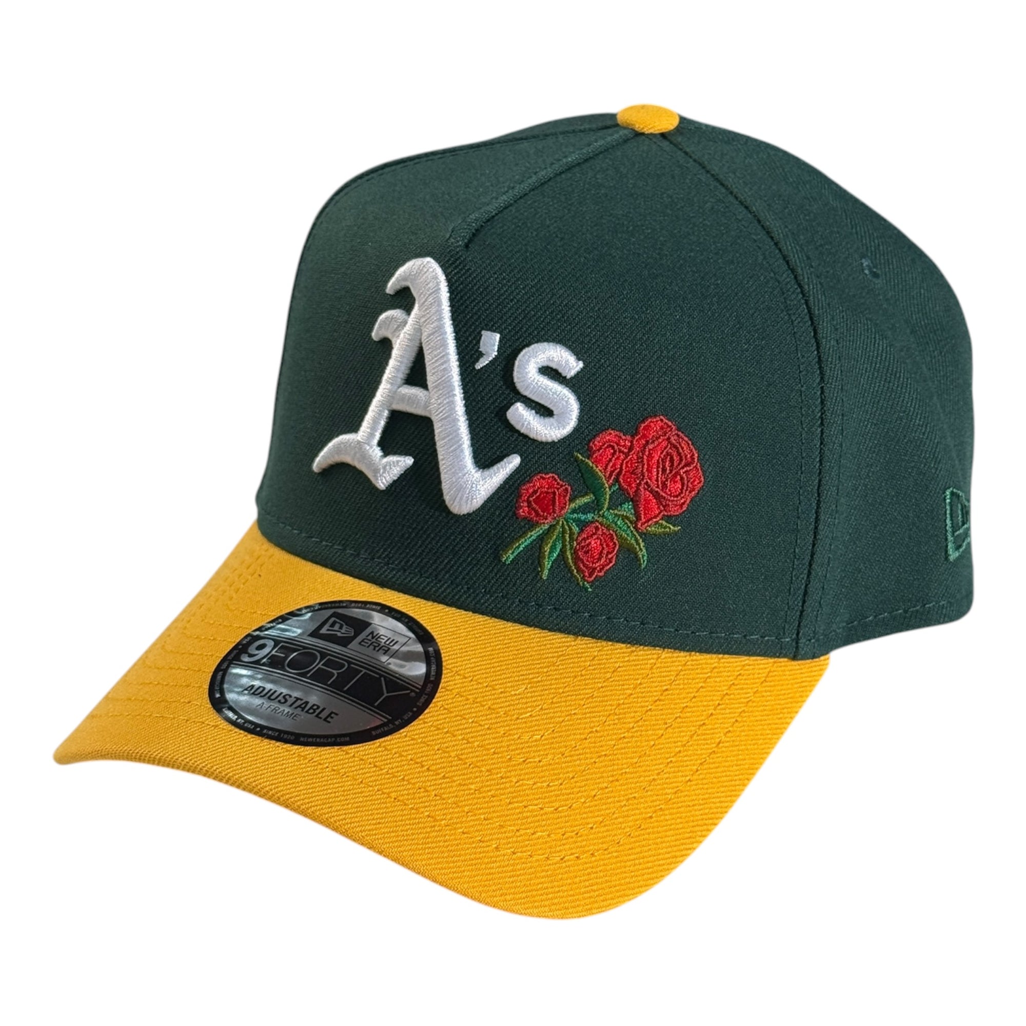 New Era 940 A-Frame Snapback Oakland A's Rose Green/Yellow