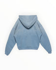 Sworn To Us Script Angel Cropped Zip-Up Hoodie Powder Blue